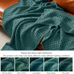 PHF Lightweight 100% Cotton Waffle Blanket for Bed, Twin XL, Teal - Image 6
