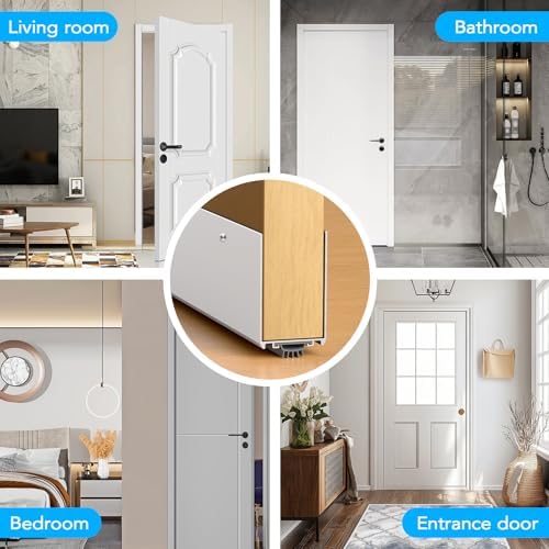 Aluminum Door Draft Stopper, 1-3/4 x 36 Weather Stripping Seal with Kick Plate, Under Door Gap Filler, U-Shape Door Sweep for Bottom of Doors Exterior/Interior (Silver, 1 Pack) - Image 7