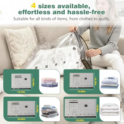 20 Pack Travel Vacuum Storage Bags for Clothes with Wireless Pump, 4 Sizes - Image 3
