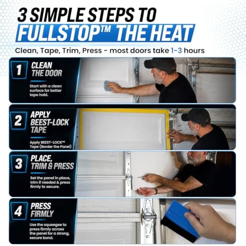 BEEST FULLSTOP Platinum Garage Door Insulation Kit - 16x8 & 16x7 ft Double Garage Door Insulation Panels w/ Threshold Seal, 16 Pre-Cut 24x48”, Window Films, Entry Draft Stoppers and Top & Side Seals - Image 6