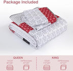 WONGS BEDDING Boho Queen Size Quilt Set, Black Red Striped Bedspread - Image 7