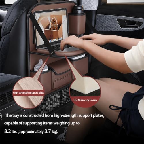 TENLBYC Car Seat Organizers,Multi-functional Back Seat Protectors, Storage Pouches, and Tray Holders (for Cars, Kids, Seat Back and Rear Seats)（Brown1 Pcs） - Image 4