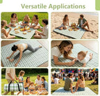 Extra Large Picnic Outdoor Blanket Waterproof Picnic Mat 80"x80" Foldable Sandproof Beach Blanket Thick Gingham Camping Mat for Grass Lawn Park Hiking Travel Accessories, Green and White - Image 6