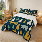 Feelyou Moose Fox Comforter Set Twin Size Soft Kids Nature Woodland Wild Animal Bedding Set with Pillow Case Farmhouse Bear Bathroom Lightweight Breathable Comforter - Image 2