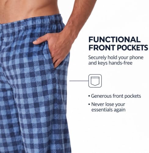 DOCKERS Fleece Pajama Pants for Men, 2 Pack Lounge Sleepwear with Pockets - Image 3