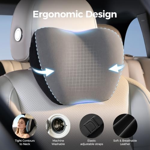 BABUR Car Neck Pillow Ergonomic 100% Memory Foam Headrest for Driving Seat - Image 3