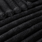 Exclusivo Mezcla Striped California King Fleece Bed Blanket, Black - Image 4