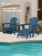 KINGYES Folding Adirondack Ottomans Set of 4 for Adirondack Chair, Navy - Image 4