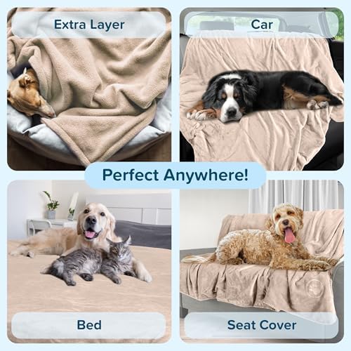 PETMAKER Water-Resistant Dog Blanket, Tan, 60” x 80” - Image 6