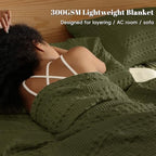 PHF Lightweight 100% Cotton Waffle Blanket, Oversized King, Capulet Olive - Image 2