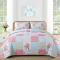 Mybedsoul Boho Quilt King Size, Patchwork Floral Bedding Set, Blue Pink by Mybedsoul