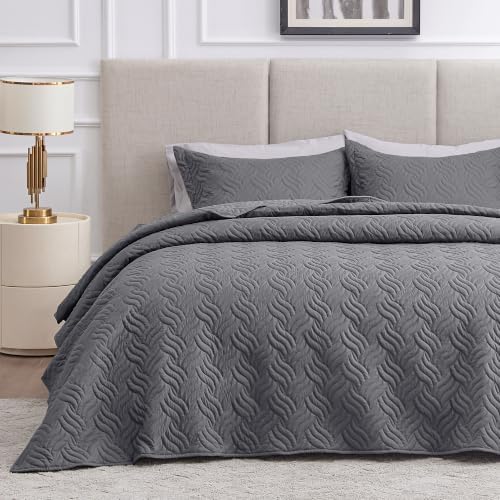 Love's cabin Twin Quilt Set, Lightweight Bedspread Comforter, Dark Grey by Lovescabin