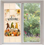 Window Privacy Film Frosted, Thanksgiving Non-Adhesive Static Cling Window Tint, Fall Gnomes Pumpkin Maple Leaf Sunflowers Insulated Windows Frosted Films for Living Room, 35.4 x 78.7 Inches by Unknown