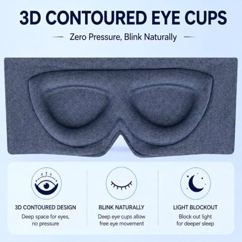 ALASKA BEAR Sleep Eye Mask for Back and Side Sleepers, Women Men, Blue - Image 3