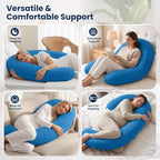 TranquilRelax C Shaped Body Pillow for Side Sleepers, Light Blue-35"*10" - Image 6