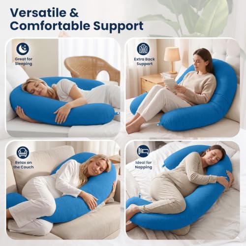 TranquilRelax C Shaped Body Pillow for Side Sleepers, Light Blue-35"*10" - Image 6