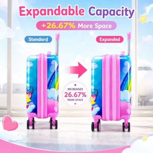 5PCS Kids Luggage Girls Suitcase Set, 16" Hardside Carry-on Unicorn - Image 3