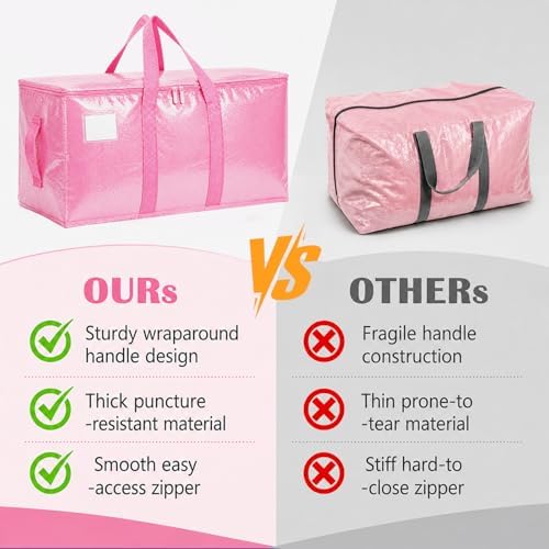Songrey Extra Large Heavy Duty Moving Bags, 4 Pack, Pink - Image 4