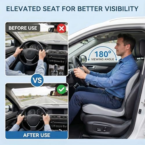 Driver Seat Cushion for Car with Integrated Lumbar Support, Ergonomic Memory Foam Car Seat Pad, lower back & Sciatica Pain Relief Car Cushion for Long Driving, 18.1 × 17 × 15 in, 4 in Max Thickness - Image 5