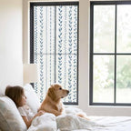 Window Privacy Film Frosted, Modern Minimalist Static Cling Door Window Covering, Light Blue Rustic Leaves Stripes UV Blocking Windows Film for Office, Hotel, Bedroom, 29.5 x 78.7 Inches - Image 2