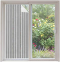 Window Privacy Film Frosted, Light Grey Striped Non-Adhesive Static Cling Window Tint, Farmhouse Stripes Modern Vintage Insulated Windows Frosted Films for Living Room, 35.4 x 78.7 Inches by Unknown