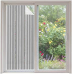 Window Privacy Film Frosted, Light Grey Striped Non-Adhesive Static Cling Window Tint, Farmhouse Stripes Modern Vintage Insulated Windows Frosted Films for Living Room, 35.4 x 78.7 Inches by Unknown