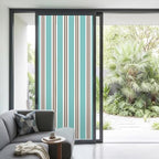 Window Privacy Film Frosted, Teal Brown Striped Non-Adhesive Static Cling Window Tint, Modern Farmhouse Vertical Stripes Insulated Windows Frosted Films for Living Room, 35.4 x 78.7 Inches - Image 2