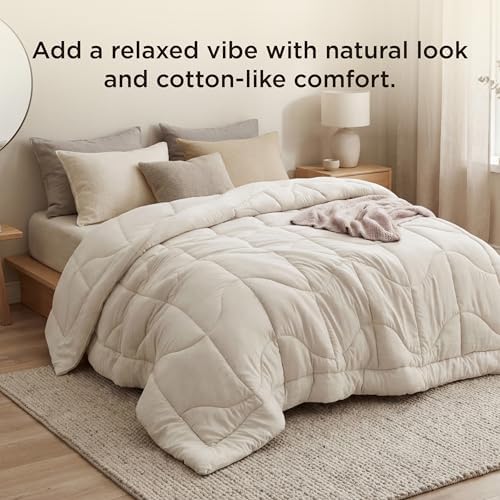 Bedsure Full Size Comforter - Comforter Full for All Season, Ultra-Soft Quilted Down Alternative Duvet, Blanket for Bed, Prewashed Duvet Insert with 4 Tabs, Machine Washabl, Cream, 86x82 in - Image 6