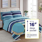 Sweet Home Collection 7 Piece Comforter Set Bag Solid Color All Season Soft Down Alternative Blanket & Luxurious Microfiber Bed Sheets, Marino, Twin - Image 2