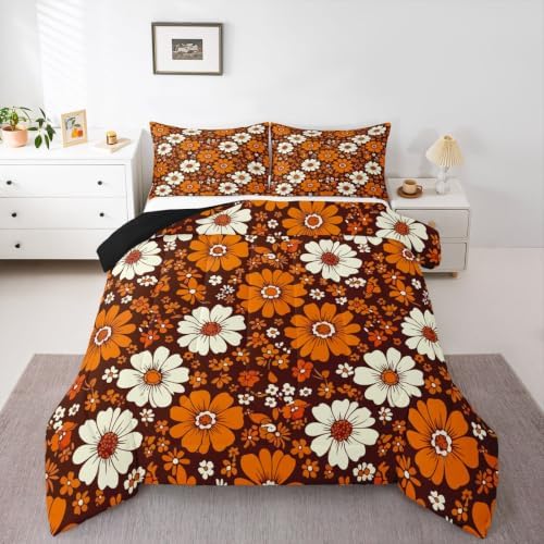 60S 70S Groovy Comforter Set Kids Retro Hippie Flower Comforter for Boys by Feelyou