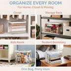 Clear Storage Bins with Lids, Plastic Storage Boxes and Closet Organizers for Under Bed Toy Storage, Foldable Moving Bags for Packing Clothes (White-8PCS, Small: 12.6 x 9.5 x 9.8 in) - Image 6
