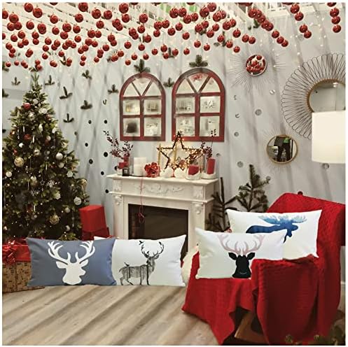 Deer Throw Pillow Covers Elk Lumbar Pillow Cover Deer Pillow Cases Oblong Rectangle Animal Moose Pillowcase Cotton Linen Decorative Cushion Covers for Couch Bed Sofa 12x20 Set of 4 - Image 7