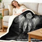 Rhino Blanket Minimalist Sherpa Throw for Couch, Strength Symbol Animal Design for Bedroom Decor, 50x60 Inches Soft Fuzzy Cozy Animal Black Blanket for Calm Space - Image 2
