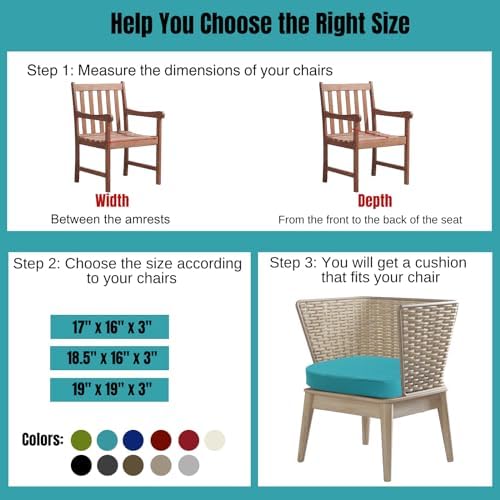 idee-home Outdoor Chair Cushions Set of 4, 19" x 19" D-Shaped - Image 4