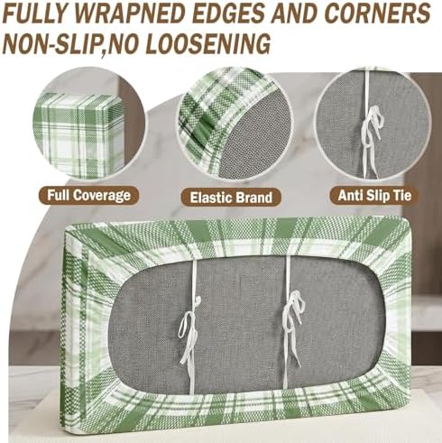 Britimes RV Dinette Cushion Covers Set, 6 Pack, for Camper, Plaid Green - Image 4