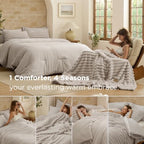 Bedsure 2-in-1 Comforter Set, Detachable Blanket, Beige Oversized King - Image 2