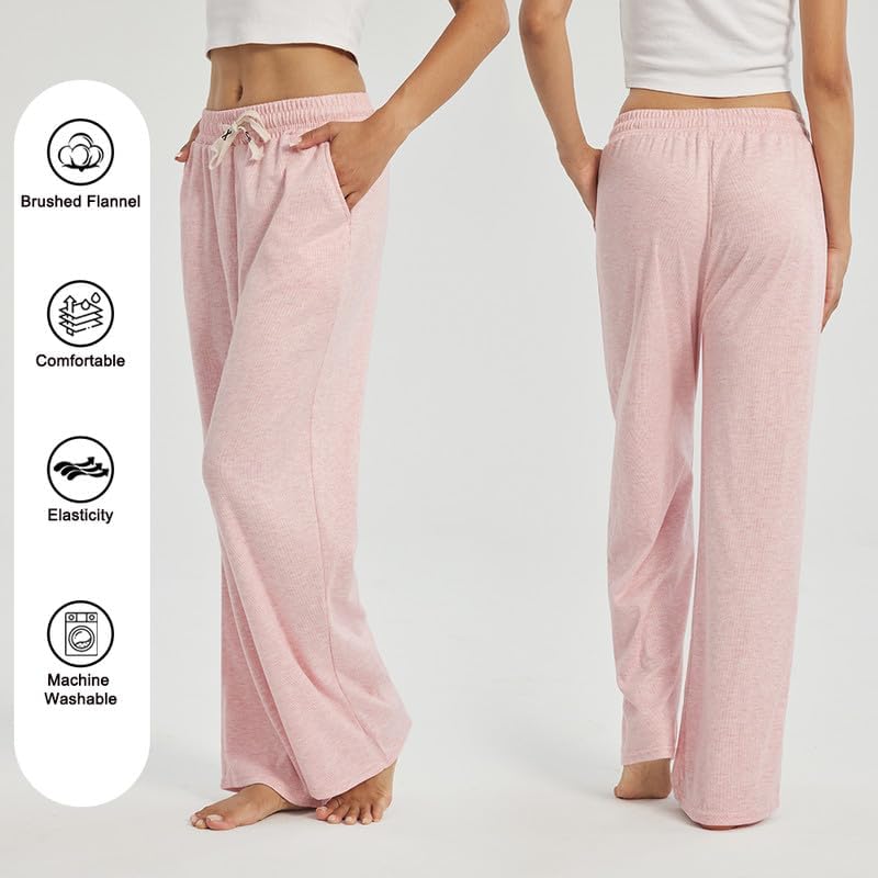 3-Pack Women's Lounge Pants, Wide Leg Sweatpants with Pockets - Image 2
