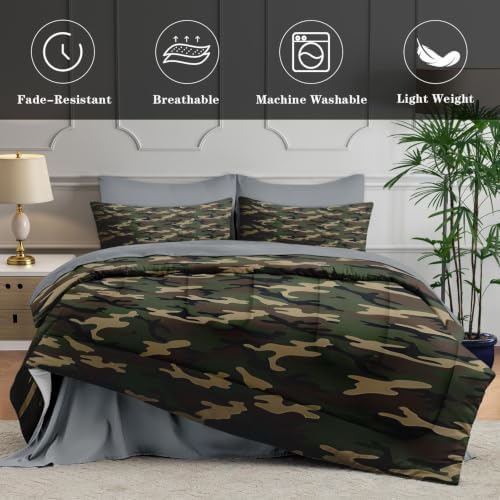WeCozy Full Comforter Set with Sheets, 7 Pieces Woodland Military Bedding - Image 5