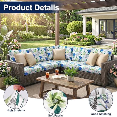 Smiry Waterproof Patio Cushion Covers, Stretch Outdoor Furniture Covers - Image 5