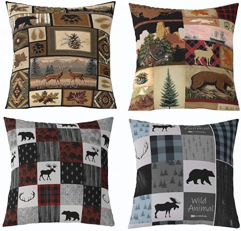 Feelyou Rustic Bear Throw Pillow Covers Decorative 18" x 18" Inches by Feelyou