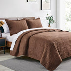 Love's cabin Quilts for Queen Bed Brown Bedspreads Bedding Set - Lightweight Bedspread Comforter - Coin Pattern Bedding Coverlet for All Season - 3 Pieces (1 Quilt, 2 Pillow Shams) - Image 6