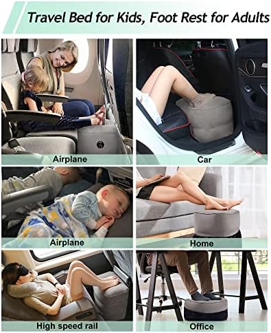Inflatable Travel Foot Rest Pillow,Kids Airplane Bed,Adjustable Height Flight Pillow,Travel Essentials for Airplane,Office,Home,Trains,Cars - Image 3