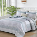 WONGS BEDDING Boho Quilt Set Queen, Stripe Bedspread Sets, Burnt Orange by WONGSBEDDING