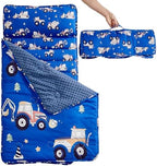 Toddler Nap Mat with Pillow & Minky Dot Blanket, Extra Large Roll Up Sleeping Mat for Daycare, Preschool & Kindergarten,Slumber Bags for Girls by CHOOSEYOURSTYLE