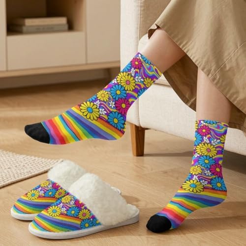 Fuzzy Slippers for Women Washable Cotton Slippers with Crew Socks - Image 3