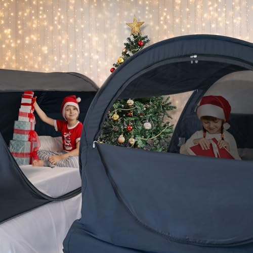Alvantor Privacy Pop Up Bed Tent for Twin Bed, Easy Setup Blackout and Breathable Mesh Bed Canopy Lightweight Portable Sleep Pod with Carry Bag Dream Tent for Indoor Outdoor Use- Twin/Black - Image 4