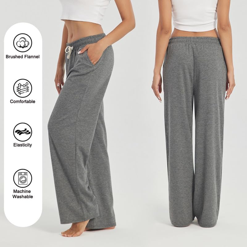 3-Pack Women's Lounge Pants, Wide Leg Sweatpants with Pockets - Image 2