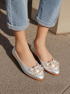 KUNWFNIX Women Ballet Flats Rhinestone Wedding Ballerina Shoes Foldable Sparkly Comfort Slip on Flat Shoes - Image 2