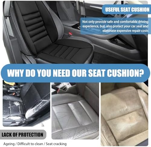 Car Seat Cushion, Memory Foam Cushion with Back Support, Black - Image 3