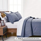 Love's cabin Twin Quilt Set Blue Bedspreads - Soft Bed Summer Lightweight Bedspread Comforter - Modern Style Coin Pattern Coverlet for All Season - 2 Pieces (1 Quilt, 1 Pillow Sham) - Image 4